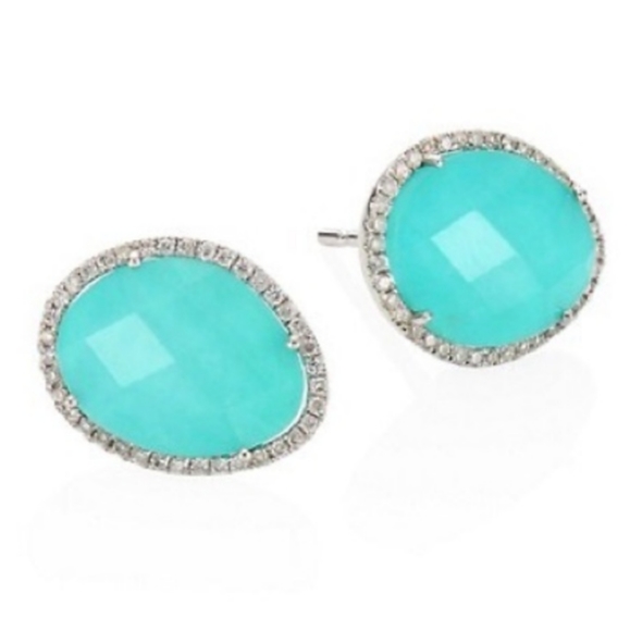 Meira T Jewelry - Meira T turquoise diamond halo earrings